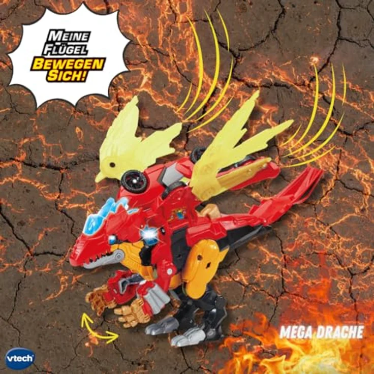 Vtech Switch & Go Combo Mega Drache, 2-in-1 Spielzeug T-Rex & Rennwagen, interaktiv mit Licht und Sound, über 60 Sätze, ab 3 Jahren – Bild 3