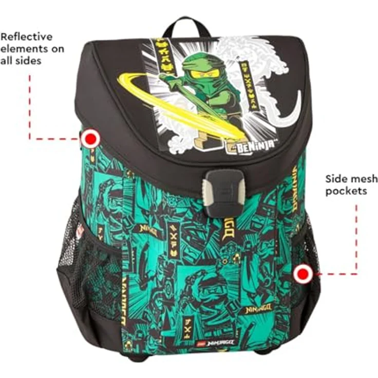 SKANDO BAGS Lego® - Jungen Easy Schulranzenset 3tlg. - NINJAGO®, Green 2023 - Mit Turnbeutel, Federmäppchen (inkl. Aller nötigen Schreibutensilien) - Leichtgewicht und hoher Komfort – Bild 2