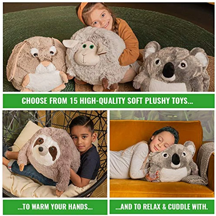 COZY NOXXIEZ Kuschelige Plüsch Kinder Handwärmer - Kuscheltier, Stofftier, Kopfkissen als Flauschiges Wärmekissen Plüschtier für Bett, Auto und Zuhause (Alpaka) – Bild 2