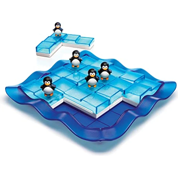 Smart Games Penguins on Ice, Brettspiel mit 60 Aufgabenkarten und 5 verstellbaren Pentomino-Puzzleteilen – Bild 3