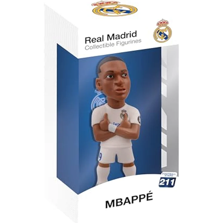 MINIX Fußball Stars #211 - Real Madrid - Mbappé 9 Sammelfigur 12 cm - Lizenz-Produkt PVC-Figur, Ausstellungsbox - 12 cm - Offizielle Real Madrid Lizenz – Bild 1