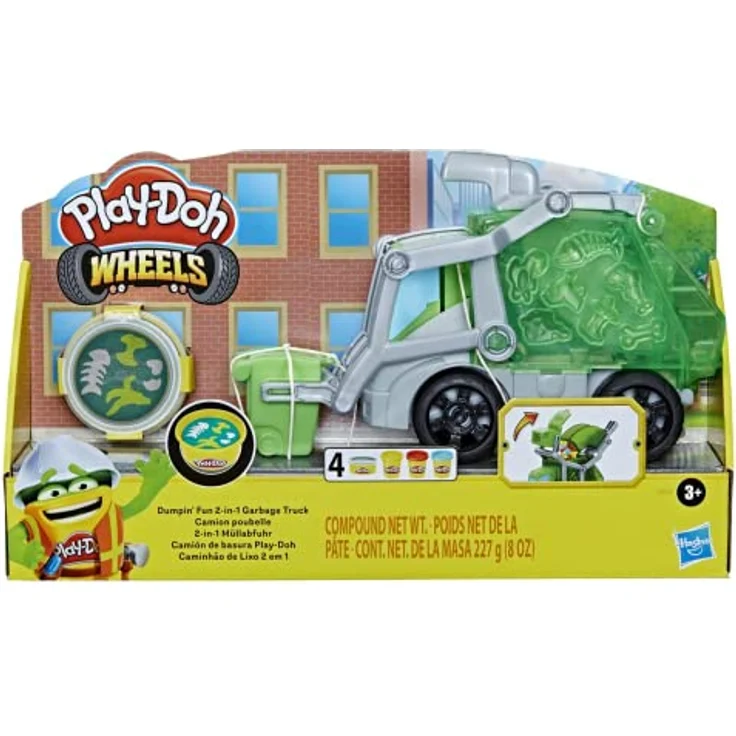 Play-Doh Wheels 2-in-1 Müllabfuhr mit Müllknete und 3 Dosen, Multi – Bild 1