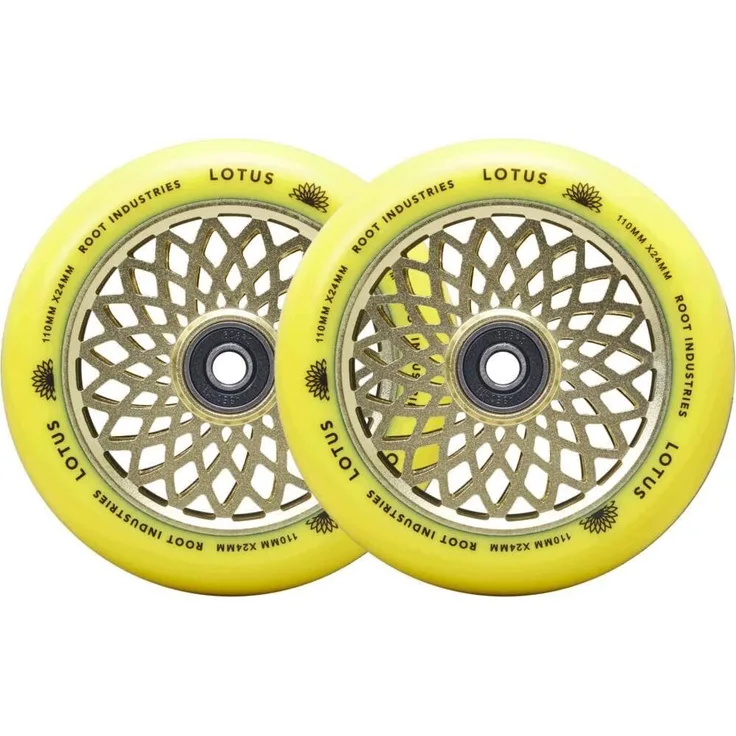 Root Industries Lotus Stunt-Scooter Rolle 110mm Radiant Gelb, 2er Pack, Perforierter Kern für geringes Gewicht