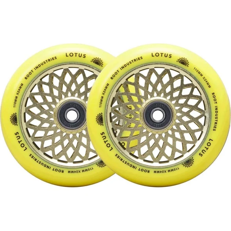 Root Industries Lotus Stunt-Scooter Rolle 110mm Radiant Gelb, 2er Pack, Perforierter Kern für geringes Gewicht – Bild 1
