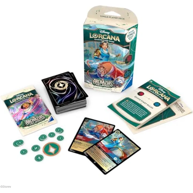 Ravensburger Disney Lorcana Trading Card Game: Archazias Insel - Starter Deck B (Englisch) - Vorgefertigtes Einzelspieler Deck mit 60 Karten, ideal für Anfänger, gemischte Tintenfarben