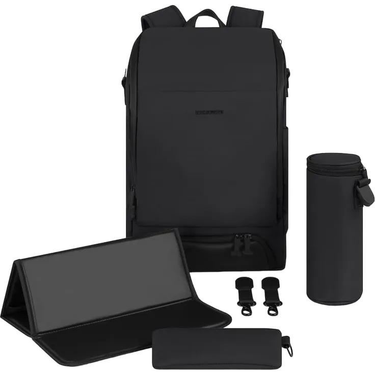 ABC Design Wickelrucksack Active, geräumig und stylisch für Familienabenteuer, Farbe: Coal