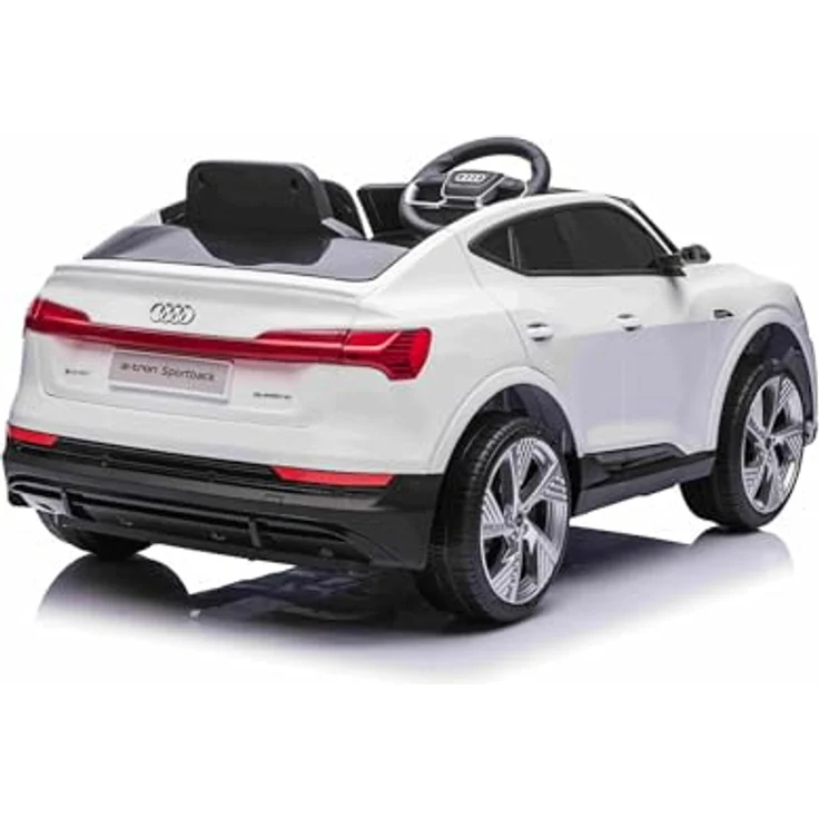 Beneo Motors Elektrisches Kinderauto Audi E-tron Sportback 12V, weiß, mit breitem Einzelsitz, Dreipunkt-Sicherheitsgurt, 2,4 GHz Fernbedienung, USB/AUX-Eingang, Federung und LED-Beleuchtung – Bild 5