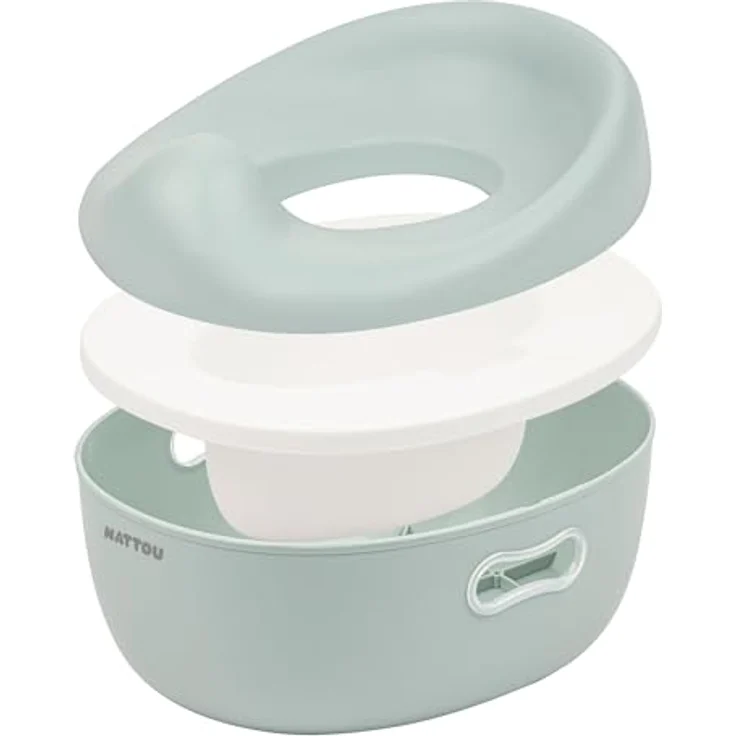 Nattou Babytopf 3in1, Töpfchen + Hocker + Toilettensitz für Kinder, Anatomische Form, Abnehmbarer Auffangbehälter, Blau – Bild 1