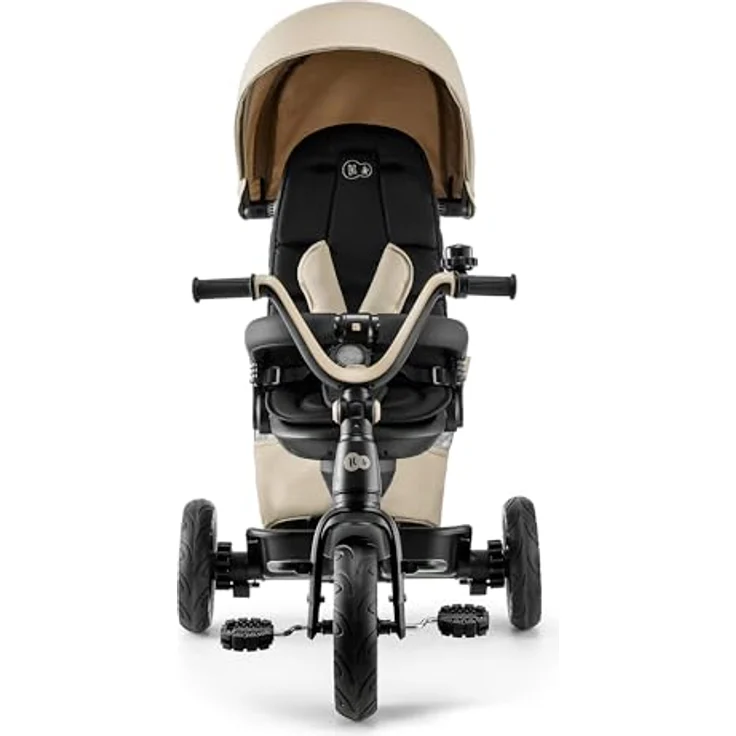 Kinderkraft Dreirad EASYTWIST, Kinderdreirad mit 360° drehbarem Sitz, verstellbarem Teleskopgriff, Sitz für Nickerchen, wetterfestem Dach und Sicherheitsgurten, beige – Bild 4