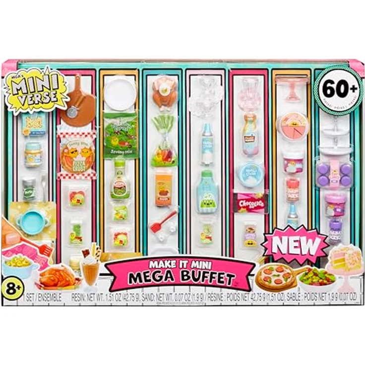 MGA Miniverse Make It Mini Mega Buffet 541301, Spielset mit 8 Rezepten und über 60 Teilen, für Kinder ab 8 Jahren, beschädigt – Bild 1