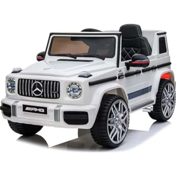RIRICAR Elektroauto Kinder 12V Avec Neu 2,4 GHz Fernbedienung, Weiß, Originallizenz, Batteriebetrieben, Türen öffnen, Einzelsitz, 2X Motor, 12 V Batterie, Hinterradfederung, Sanfter Start
