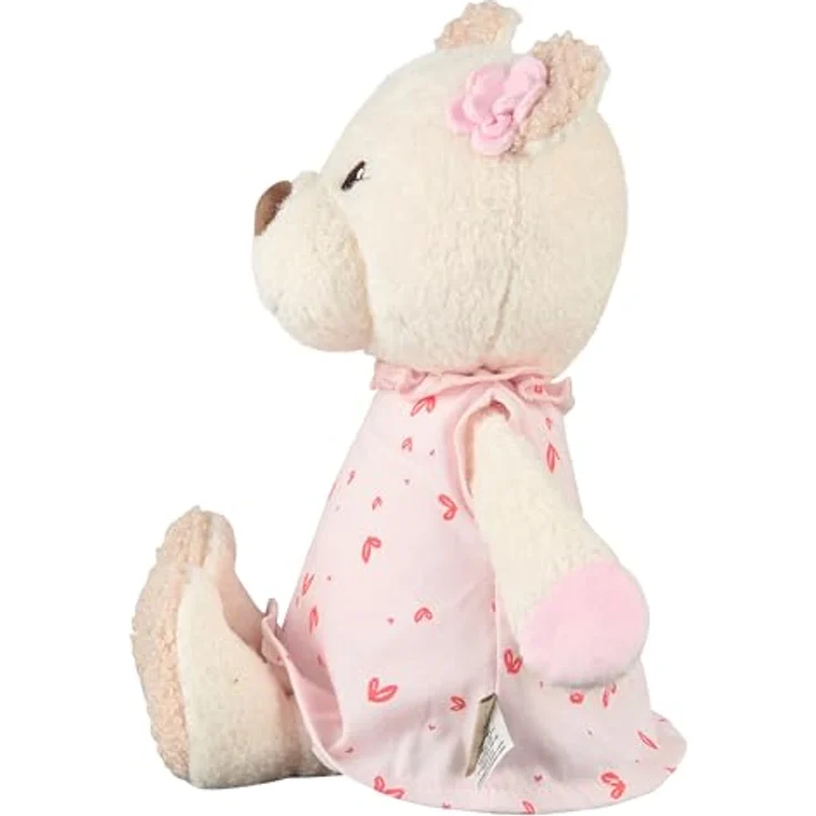 Sterntaler Kuscheltier L BÄR Betty, weich wattierter Stoffbär mit bedrucktem Kleid und 3D Blume am Ohr – Bild 4