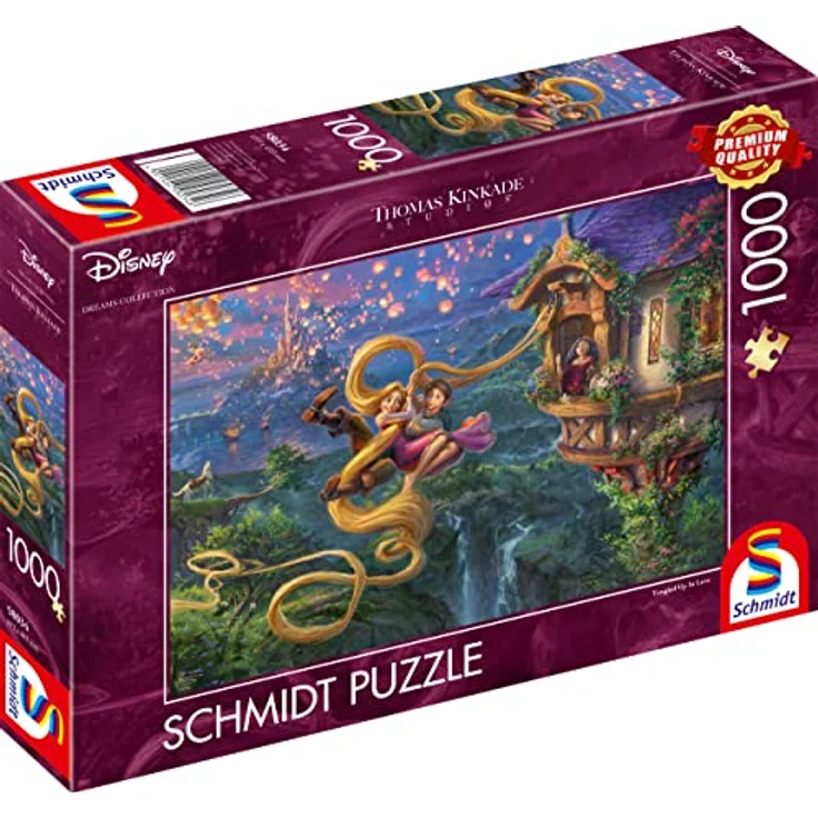 Schmidt Spiele 58034 Thomas Kinkade, Disney, Rapunzel Tangled up in Love, 1000 Teile Puzzle – Bild 5