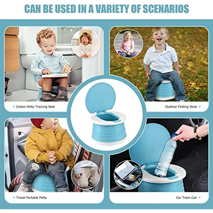 Töpfchen Für Kinder Baby Toilettensitz Ab 1 Jahr Reisetöpfchen Faltbar Für Unterwegs Baby Töpfchen Training Für Jungen Mädchen Windelfrei Töpfchen Auto Klapptöpfchen Kinder mit 15 Reisen Potty Liners - Preisvergleich – Bild 8