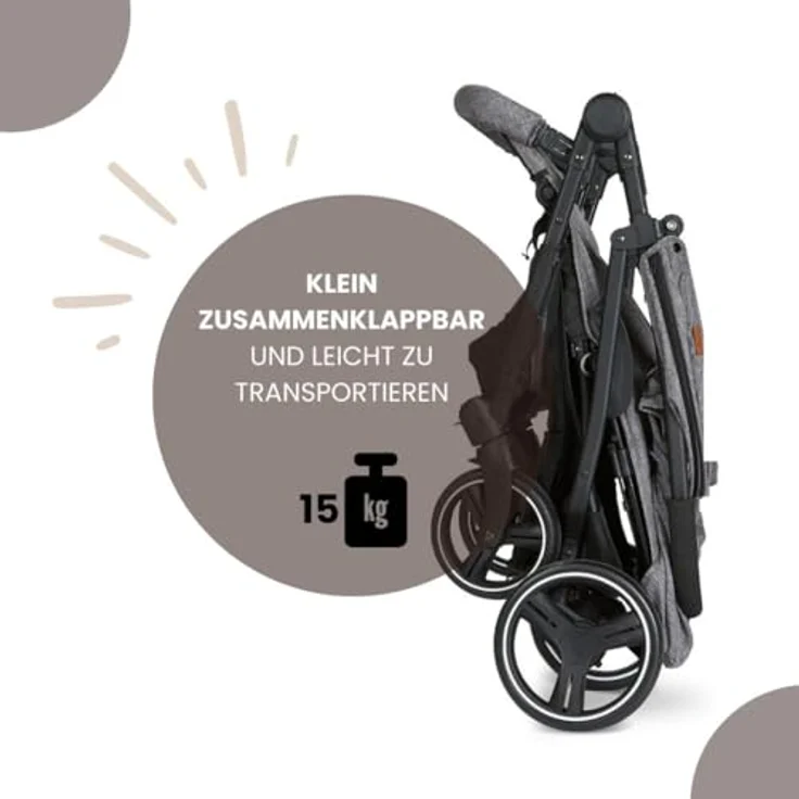 ABC Design Zwillingsbuggy Twin - Circle Line mit Liegefunktion (inkl. Regenverdeck) - Woven Graphite, kompakt faltbar, pannenfeste Luftkammerräder, Circle Line Design - Preisvergleich – Bild 5
