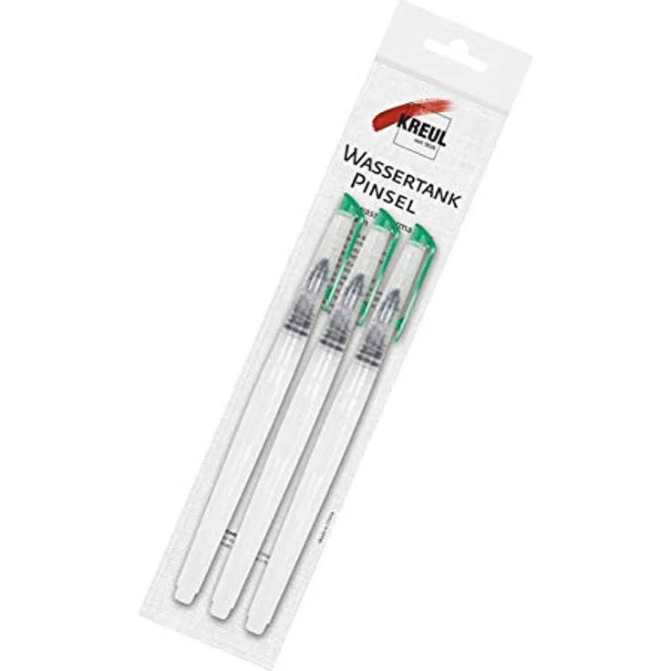 KREUL Wassertankpinsel Set 3er, in 3 Größen (S, M, L), Besatz aus weißen Synthetikhaaren, ideal für Malen unterwegs