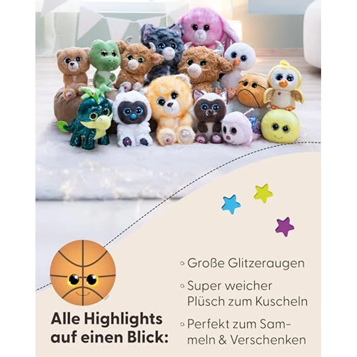 NICI Kuscheltier GLUBSCHIS Basketball Rob, 13cm, orange, weicher Plüsch mit Goldaugen, perfekter Begleiter zum Kuscheln und Spielen, ideales Geschenk für Kinder & Erwachsene | 63029 – Bild 4