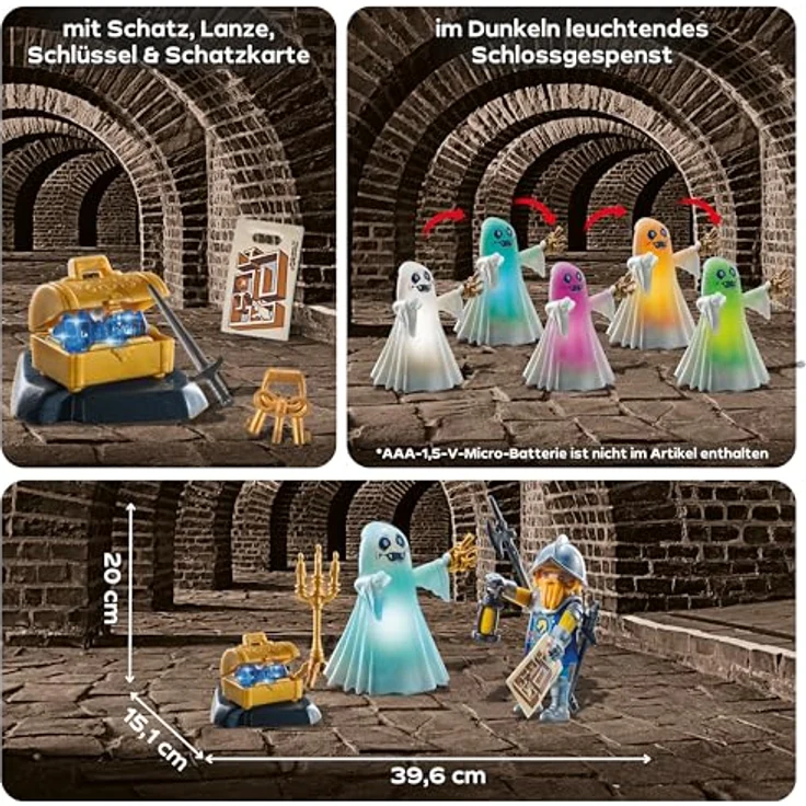 PLAYMOBIL 71797 Schlossgespenst und Ritter, Abenteuer-Set aus der Novelmore-Serie mit Schatzkarte und Edelsteinen – Bild 5