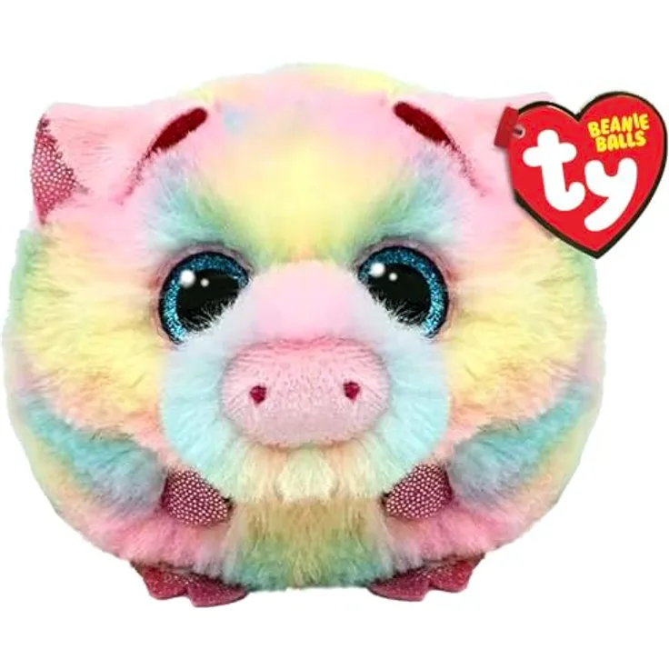 Ty Schweinasso Schwein Beanie Ball 7cm - Quetschbare Beanie Baby Weiche Pluschtiere - Sammelbares Kuscheliges Stofftier