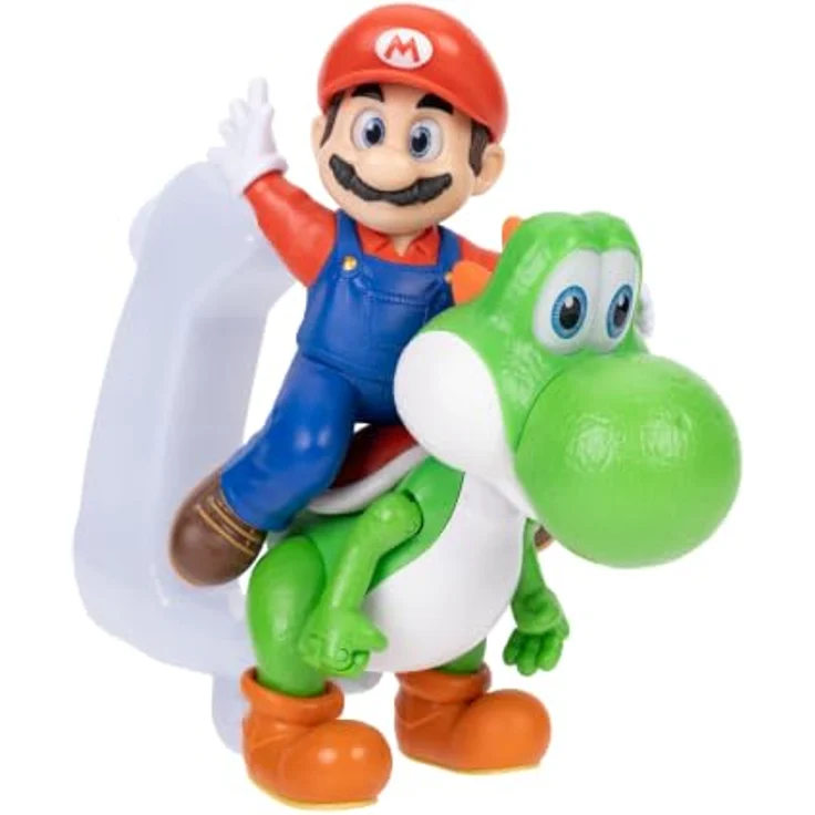 Jakks Pacific Super Mario Galaxy Movie Figur Mario reitet Yoshi, 20 cm Kunststoff, dynamische Flugpose, mehrfarbig, ab 3 Jahren – Bild 1