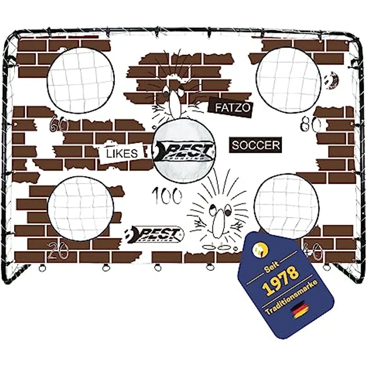Best Sporting Fußballtor mit Torwand I Fußball Tor 213cm x 152cm I Fußballtor Kinder mit verschiedenen Farbmotiven I Hochwertiges Kindertor mit Netz, Torwand & Heringen I Fussball Tor Fatzo in verschiedenen Farben – Bild 1