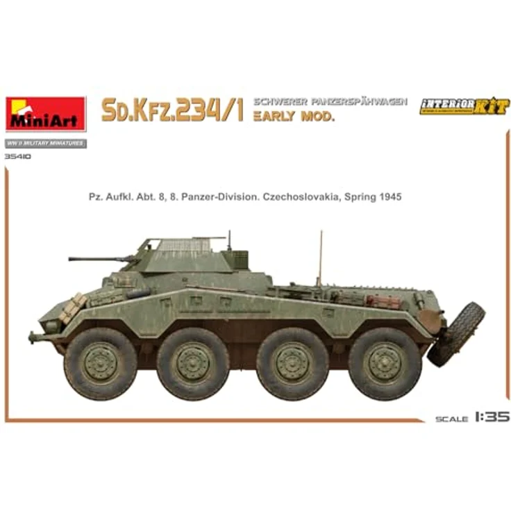 Miniart 1:35 Sd.Kfz 234/4 Panzerspähwagen, Modell mit detailliertem Interieur und 6 Varianten Decals – Bild 9