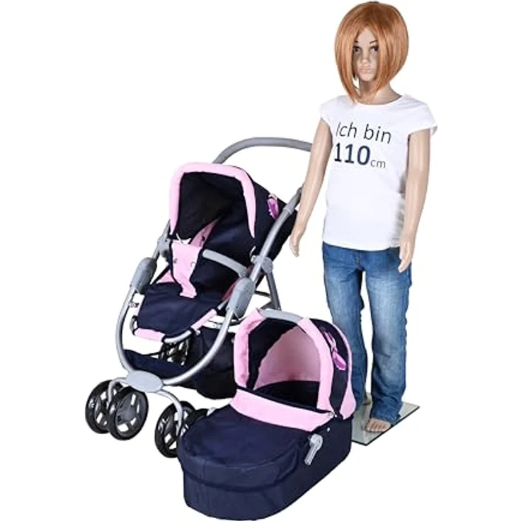 Knorrtoys® Kombi-Puppenwagen Coco, mit Baby-Wannenaufsatz und Sportsitz, höhenverstellbarer Schieber, princess blue – Bild 14