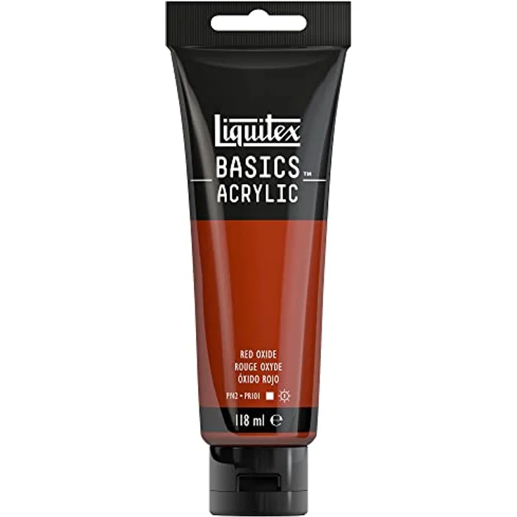Liquitex Basics 8870028 Acrylfarbe, monopigmentierte Künstlerpigmente, lichtecht, mittlere Viskosität, seidenglänzender Finish, 118ml Tube - Oxidrot – Bild 1