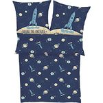 s.Oliver Kinderbettwäsche Universum 135x200 cm - 100% Baumwolle, praktischer Reißverschluss & maschinenwaschbar, Bettwäsche für Kinder Astronaut & Rakete 2tlg. blau