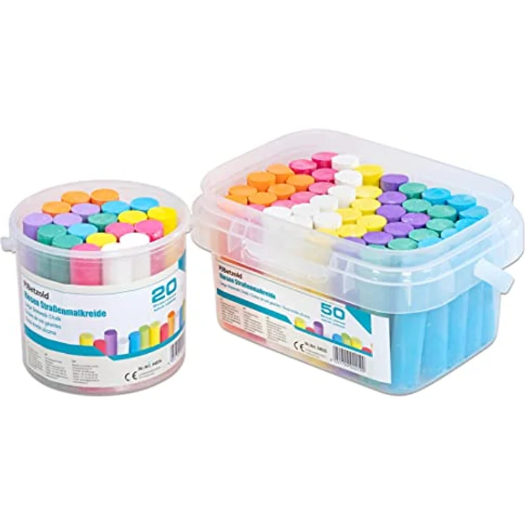 Betzold Straßenmalkreide, 7 Farben für Kinder, Outdoor Kunst, praktisches Eimerchen – Bild 4