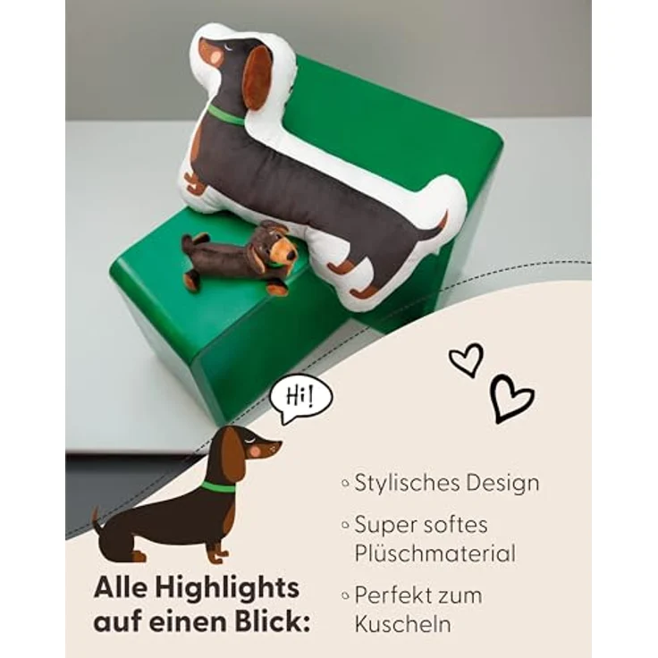 NICI Kuscheltier Dackel 35cm, braun - Weiches Plüschtier in liegender Position, ideales Geschenk für Kinder & Erwachsene - 61898 – Bild 4