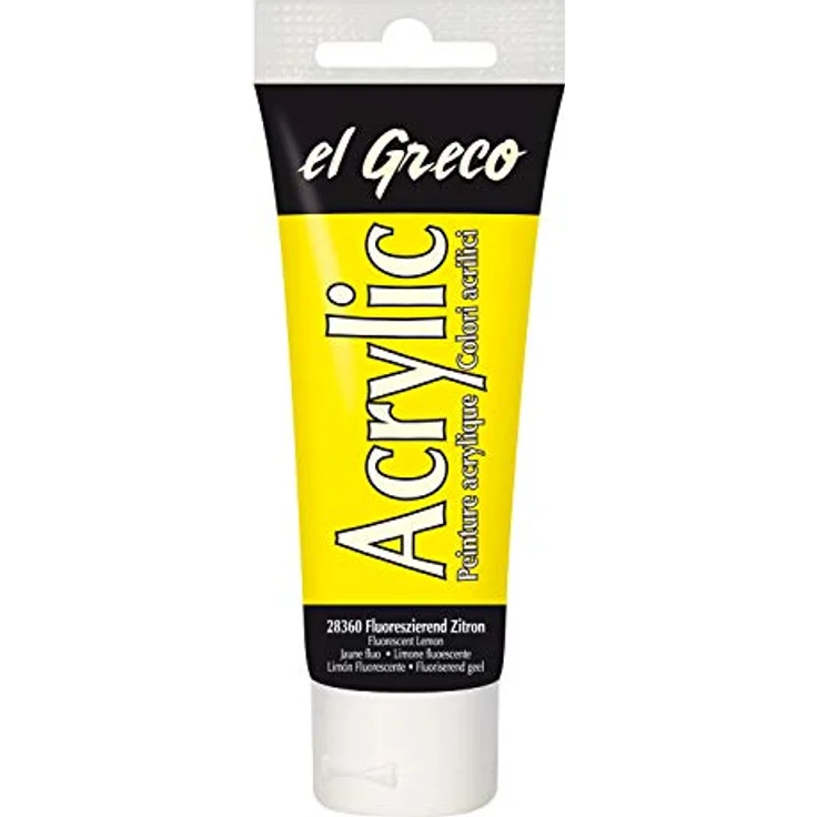 KREUL El Greco Acrylic 75 ml, hochpigmentierte Acrylfarbe in fluoreszierend gelb, glänzend und buttrig vermalbar für pastose Malerei – Bild 1