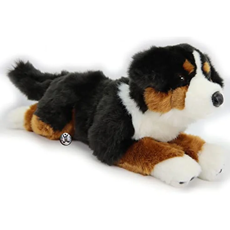 Kuscheltiere.biz Berner Sennen Kuscheltier Hund Sennenhund liegend Plüschtier Bernd - Kuschlig weiches Plüschfell, Detailtreue, 46 cm, waschbar, Kollektion-Auszeichnung – Bild 4