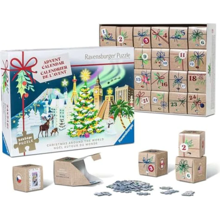 Ravensburger Puzzle Advent Calendar, 54 Teile mit 24 weihnachtlichen Motiven, 13,2 x 19,8 cm, ideal für Puzzle-Fans ab 12 Jahren – Bild 2