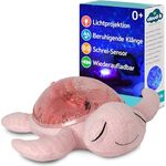 Cloud b Tranquil Turtle Nachtlicht, wiederaufladbar, Rosa | Unterwasserprojektionen, 4 Geräusche, Helligkeit einstellbar, Timer, recycelter Stoff