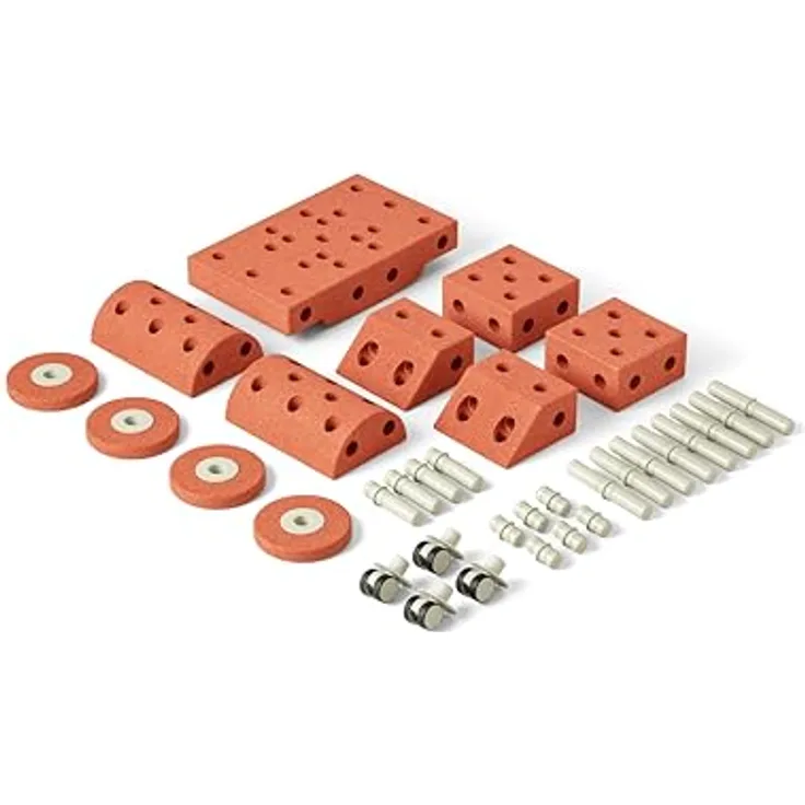 Modu Modell 34 TLG. Baukasten Starter-Set Playsystem Dreamer von 0-6 Jahren - Burnt Orange/Dusty Green, Klemmbausteine für Babys