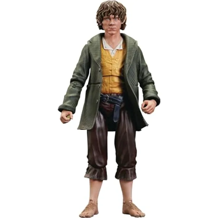 Diamond Select Der Herr Der Ringe Deluxe Fröhliche Figur, 10 cm, detailreiche Actionfigur mit Zubehör, braun