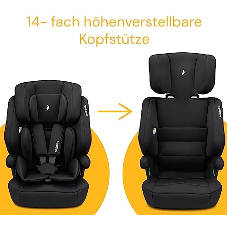 Osann Autokindersitz Jazzi Isofix, mitwachsender Kindersitz für Kinder von 76 bis 150 cm, Schwarz – Bild 6