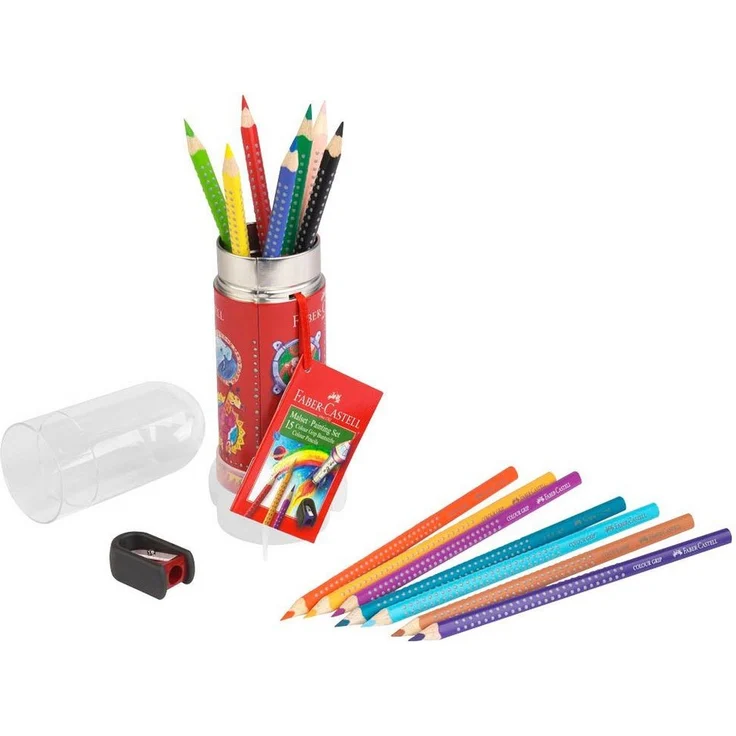 Faber-Castell Buntstift 15 Buntstifte COLOUR GRIP Rakete mit Anspitzer farbsortiert - Kreative Möglichkeiten in bunten Farben – Bild 1