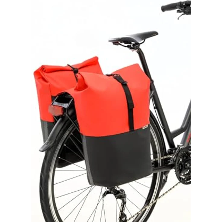 New Looxs Nyborg Double MIK, Gepäckträgertasche mit 34 l Volumen, rot-schwarz, strapazierfähiges Polyester – Bild 2