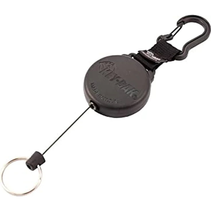 Key-Bak ausziehbarem Karabiner-Clip Schlüsselanhänger | strapazierfähige, einziehbare Schlüsselanhänger für Schlüssel Halter, schwarz – Bild 2