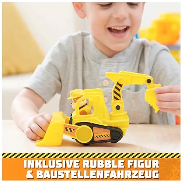 Rubble & Crew – Baupfoten Hof Kran-Spielset (68 cm) mit Rubble-Actionfigur, Planierraupen-Baufahrzeug und 340 g Kinetic Sand Build-it Sand, Spielzeug für Kinder ab 3 Jahren – Bild 3