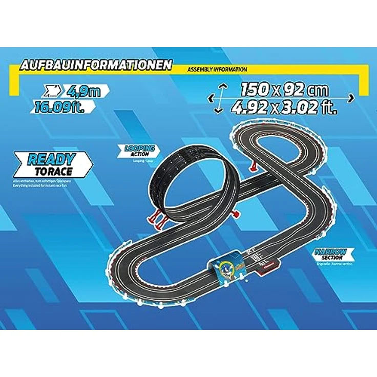 Carrera GO I Sonic the Hedgehog 4.9, Offizielles SEGA Autorennset mit Sonic & Shadow, Hochgeschwindigkeitsgeraden, enge Kurven & schneller Looping – Bild 5