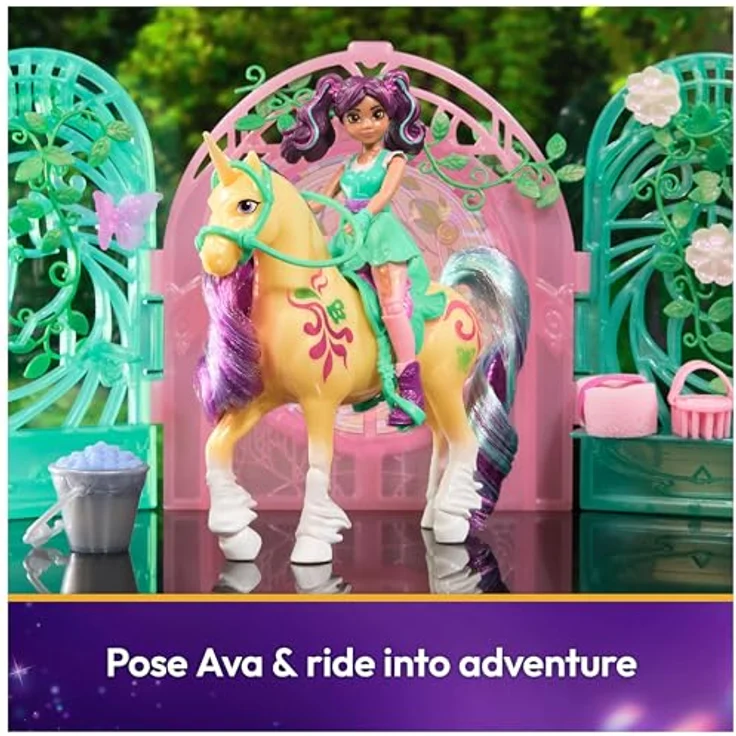 Spin Master Anziehpuppe Unicorn Academy - Stall Spielset, Ava & Leaf mit Farbwechseleffekt und 15 Zubehörteilen – Bild 7
