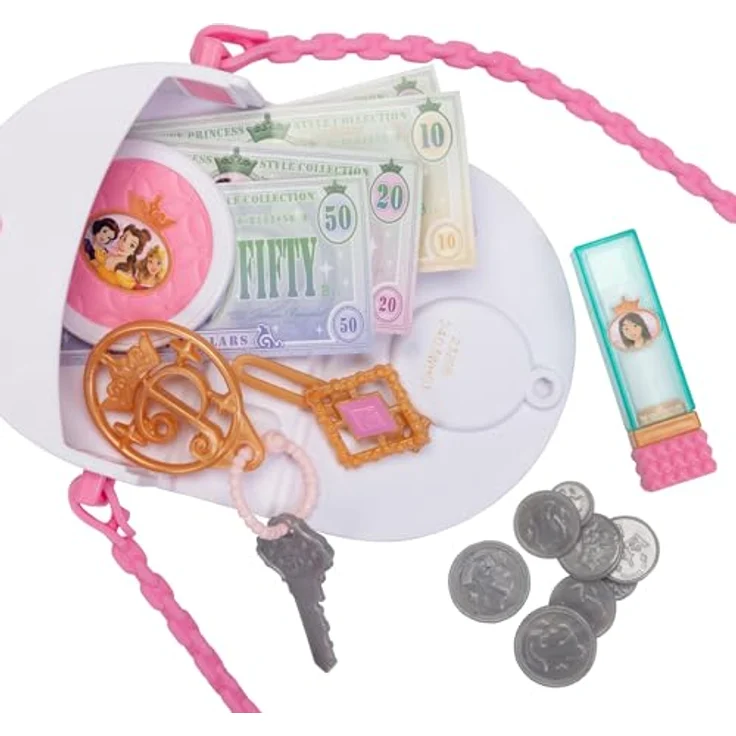 Jakks Pacific Disney Princess Mini-Handtasche aus PVC-Vinyl mit 4-5 Glamour-Accessoires, pink – Bild 2