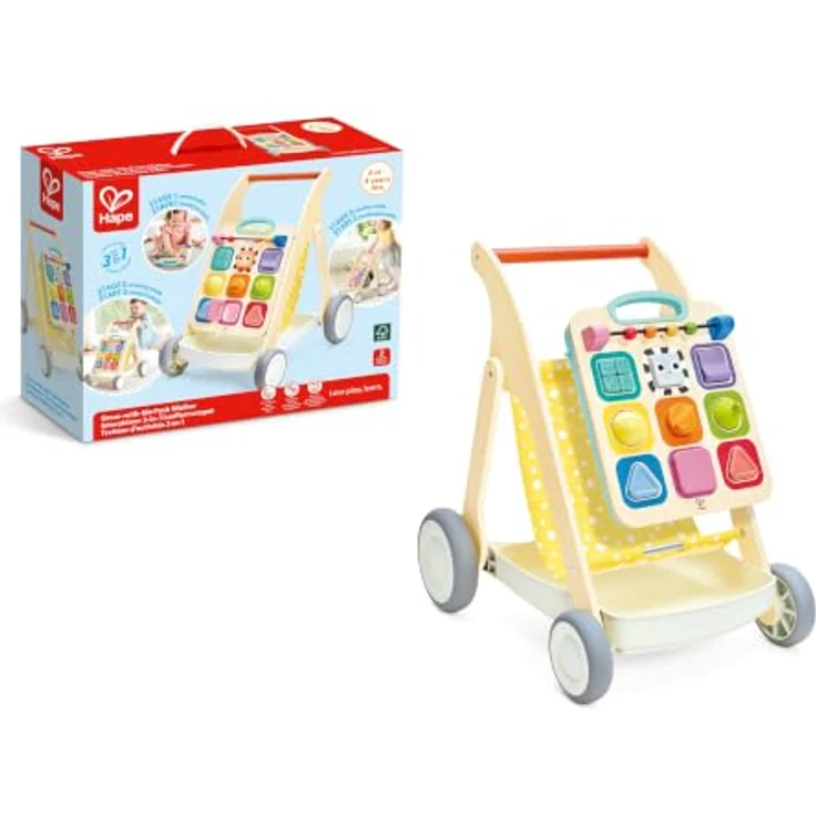 Hape Grow-With-Me Baby Walker, Baby-Lauflernwagen mit abnehmbarem Aktivitätspanel, unterstützt Gleichgewicht und frühes Laufen, geeignet ab 6 Monaten – Bild 1