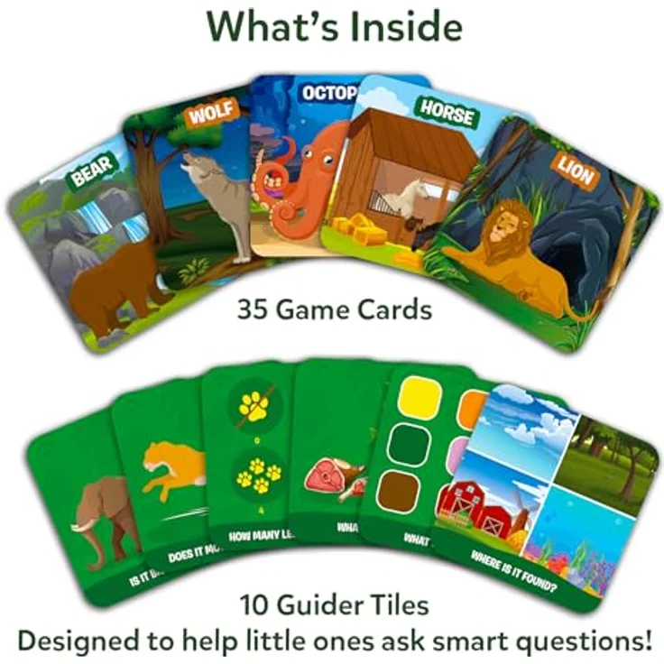 Skillmatics Guess in 10 Junior Animals, Kartenspiel für Kinder ab 3 Jahren, mit 35 Spielkarten und 10 Guider Tiles, reisefreundlich – Bild 2