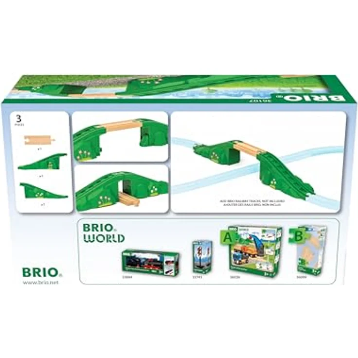 BRIO® Spielzeugeisenbahn-Brücke, Modulare Brücke, Made in Europe, FSC®-zertifiziert, robust und stabil – Bild 3