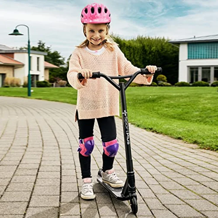 SportPlus Stunt/Freestyle Scooter Pro, eloxierter Aluminiumrahmen, ABEC 9 Kugellager, 4-Fach verschraubte Lenkerklemme, 100 mm PU-Wheels mit Alu Kern, TPR Handgriffe – Bild 2