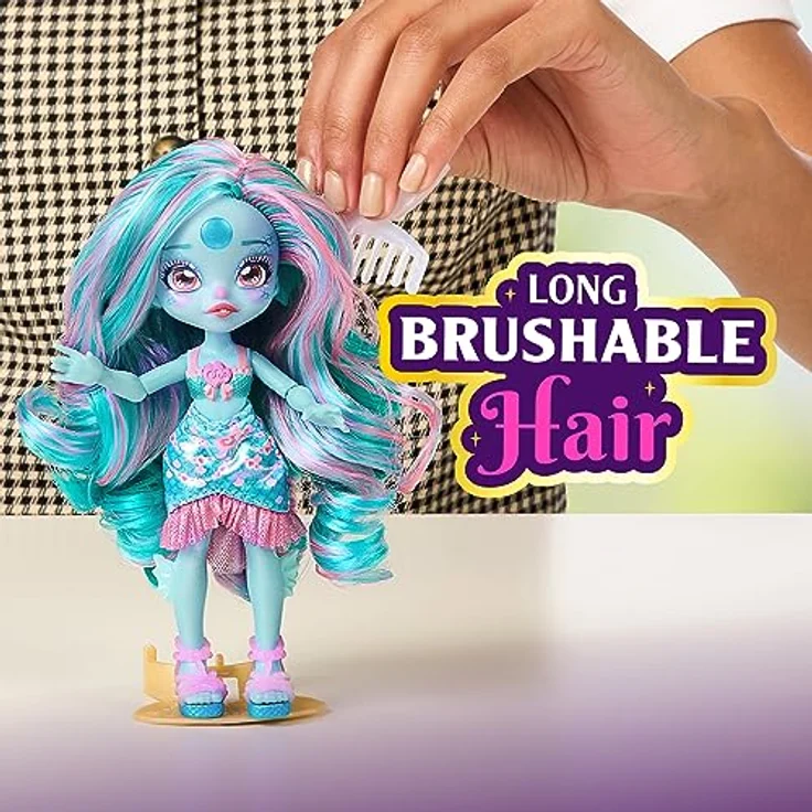 Magic Mixies Pixlings Puppe Marena im Meerjungfrauen-Look: Magische Enthüllung der wunderschönen, detailreichen 16,5 cm großen Pixlings-Puppe in einer Zaubertrank-Flasche – Bild 5